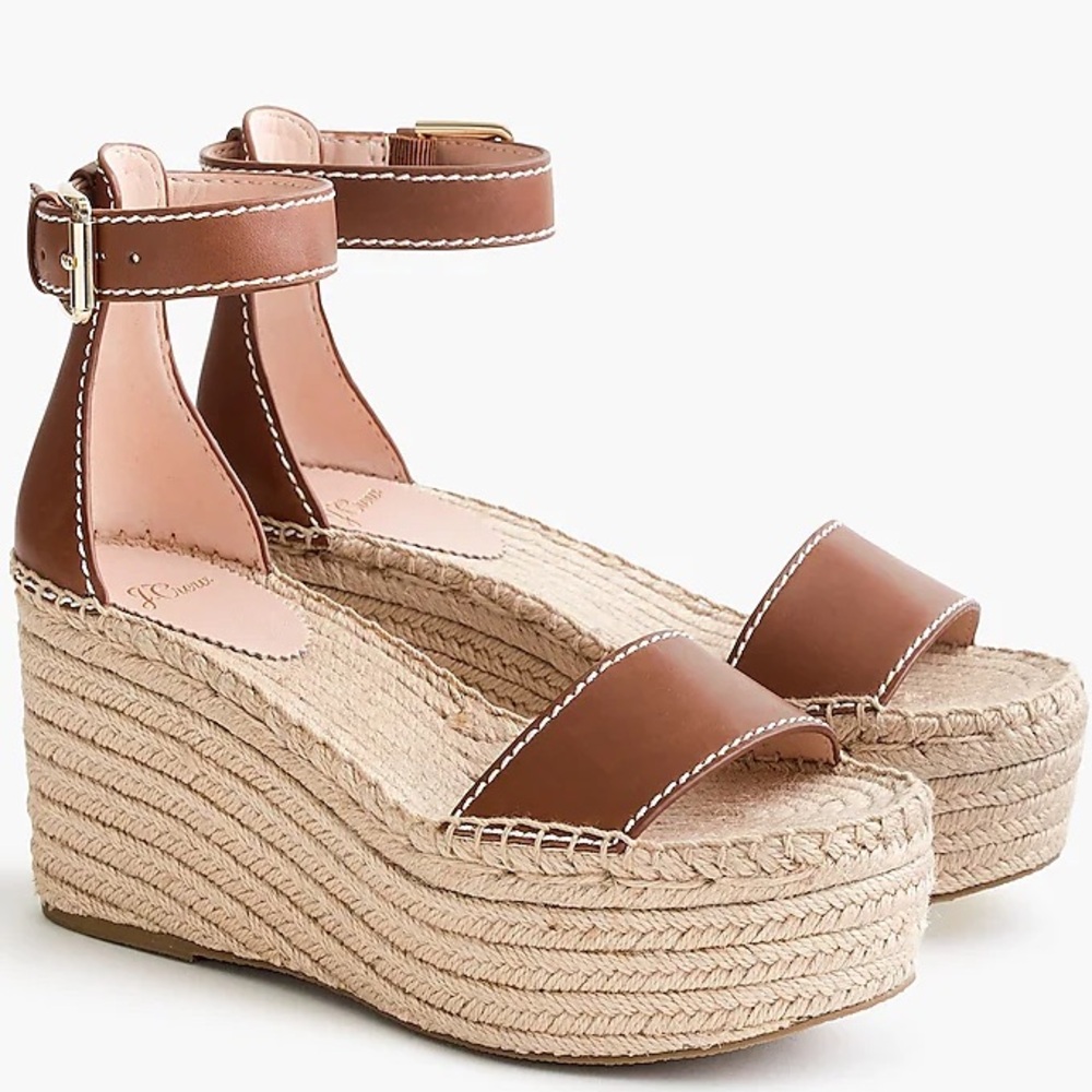 NWT J. Crew Platform Leather Espadrille Sandal